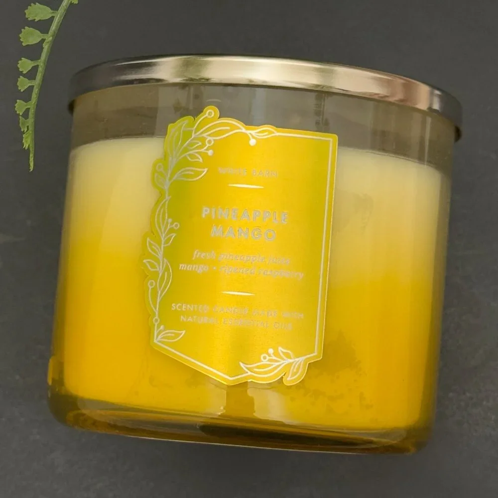 BBW Pineapple Mango White Barn Bath & Body Works 3 Wick Candle - Picture 5 of 10